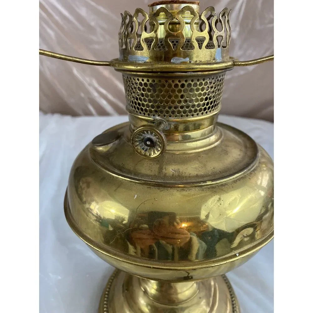 Vintage Brass Hurricane Table Lamps Set of 2 Electric 12